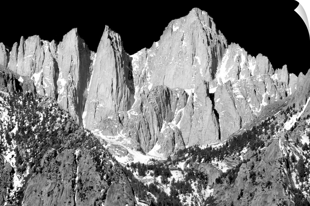 Black and white photograph of Mount Whitney.