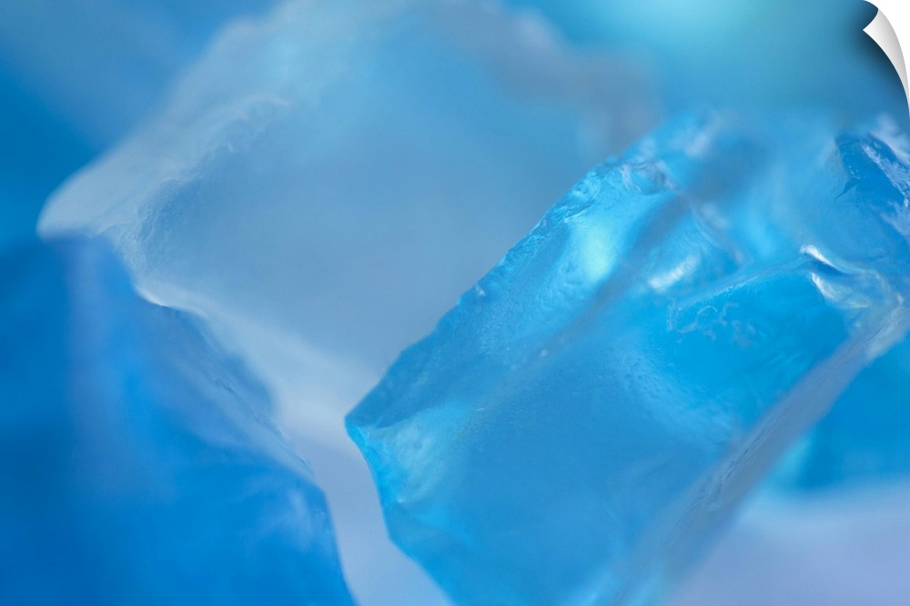 Close up of blue pieces of glass.
