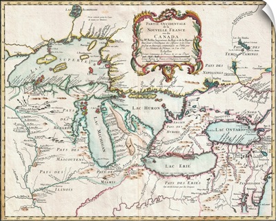 1755 Map Of The Great Lakes Region