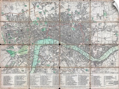 1795 Folding Pocket Map Or Street Plan Of London