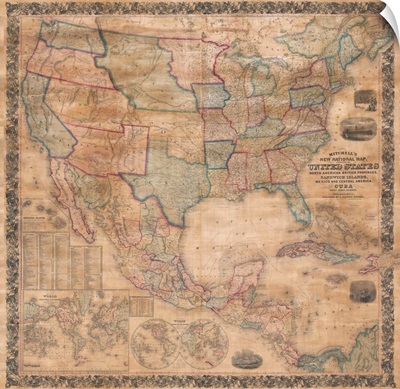 1856 Wall Map Of The United States