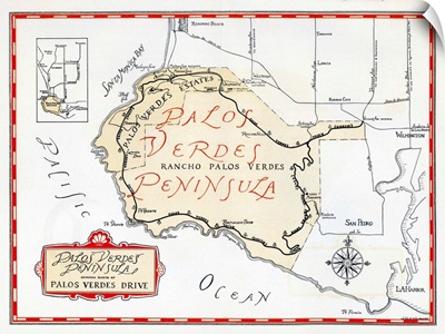 1935 Promotional Map For The Palos Verdes Peninsula