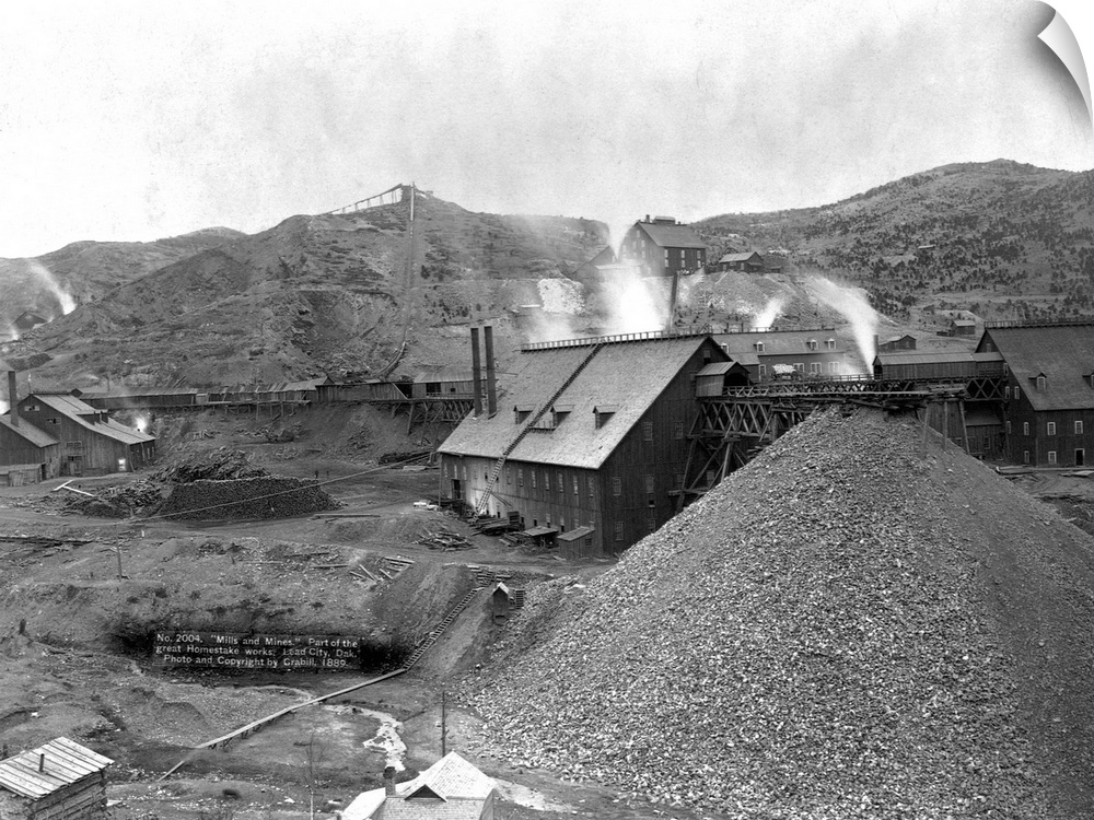 A large gold mining facility part of the Homestake works, Lead City, South Dakota, 1889. | Location: Lead City, South Dako...
