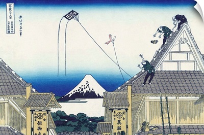 A Sketch Of The Mitsui Shop In Suruga In Edo By Katsushika Hokusai