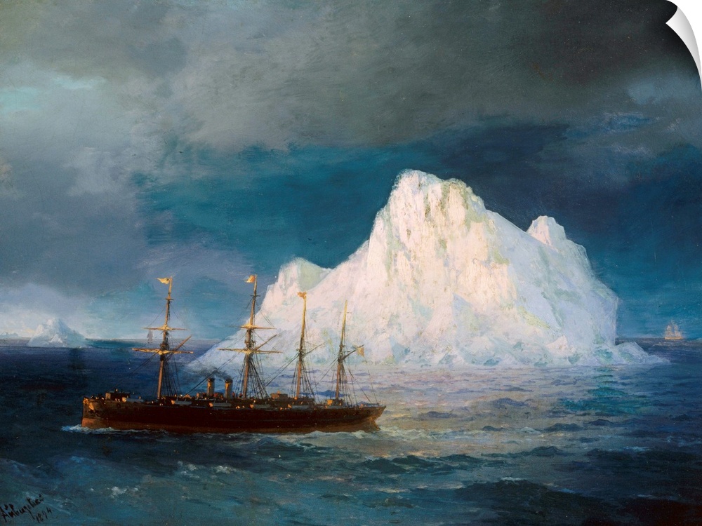 A Steamboat Sailing By An Iceberg By Ivan Aivazovsky