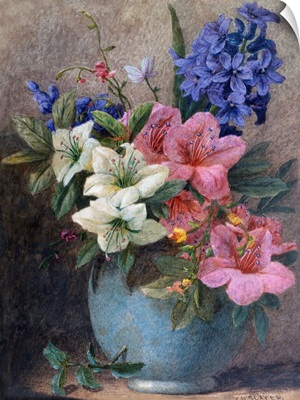A Vase Of Azaleas And Hyacinth By Charles Henry Slater