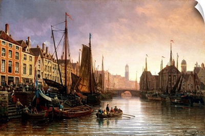 A View of Amsterdam, the Netherlands by Charles Euphrasie Kuwasseg