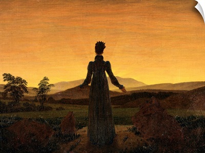 A Woman At Sunset Or Sunrise By Caspar David Friedrich