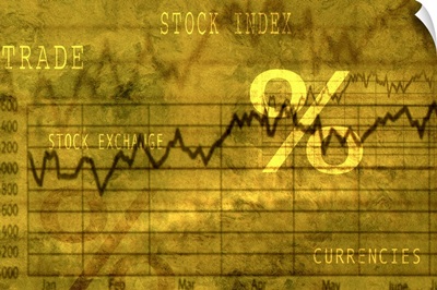 Abstract image of stock market line chart with text
