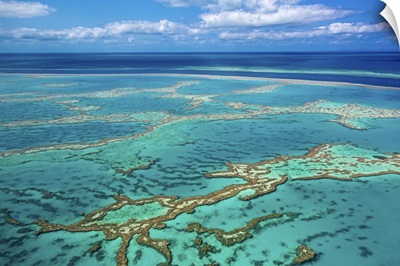 Aerial of Great Barrier Reef at Whitsunday Island