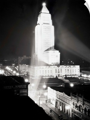 Aerial View Of City Hall At Night