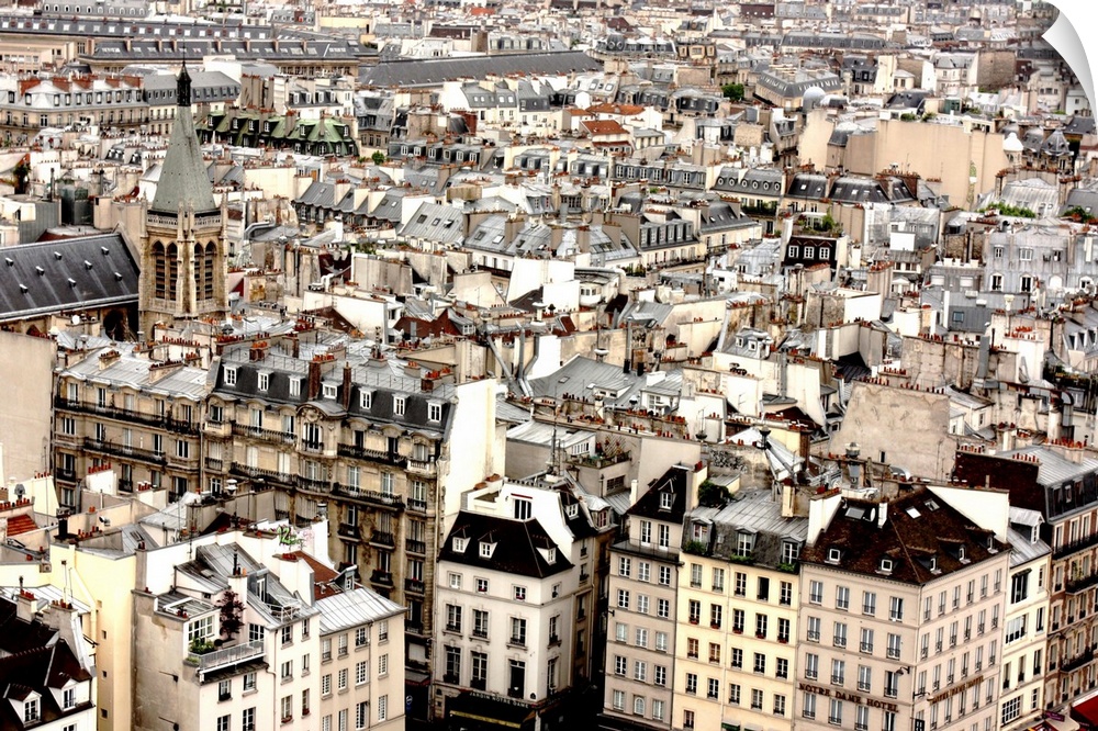 Aerial view of Paris,neighborhood of Notre Dame de Paris.