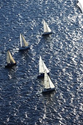 Aerial view of sailboats