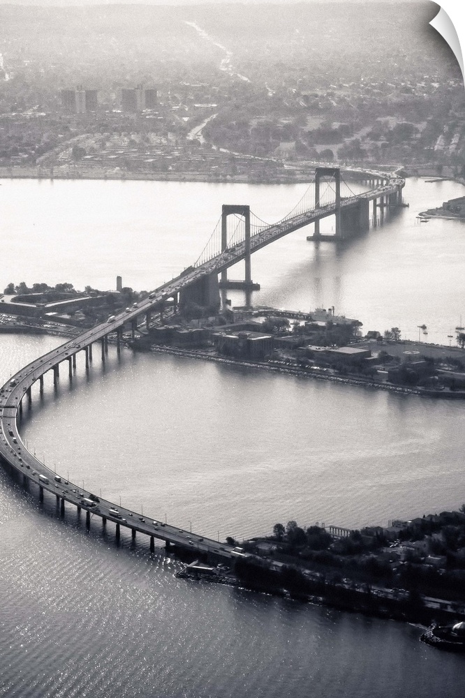 Aerial view of Throgs-Neck Bridge in New York.
