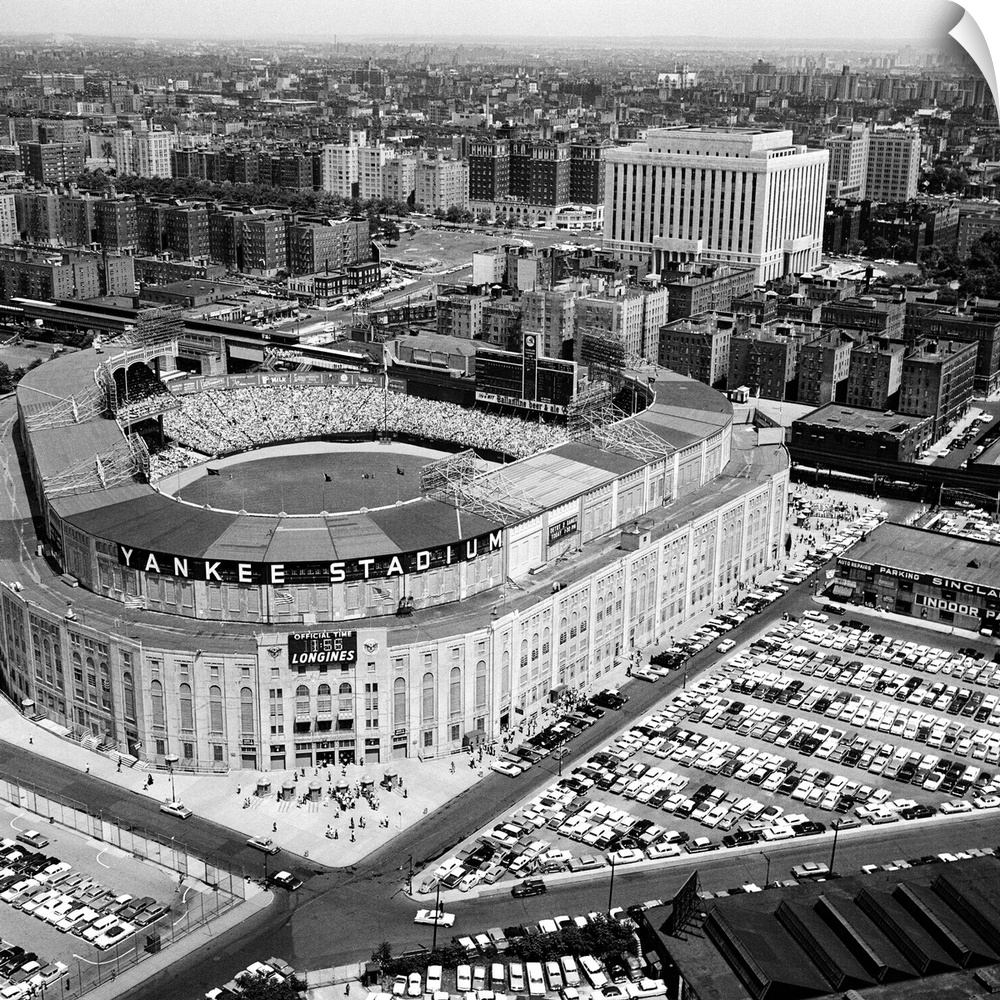 7/4/61-New York: Aerial view of Yankee Stadium, Fourth of July.
