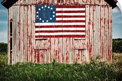 American Flag Painted On Barn