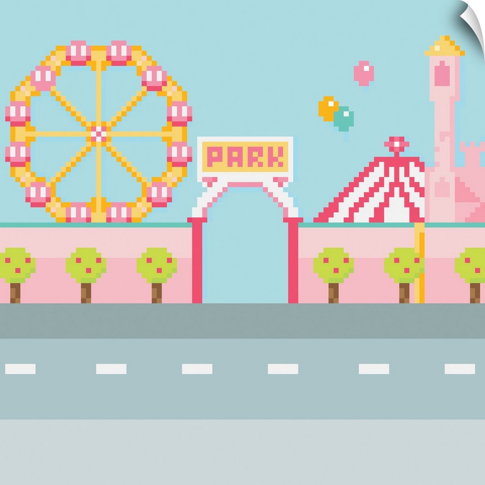 Amusement Park Pixel Illustration