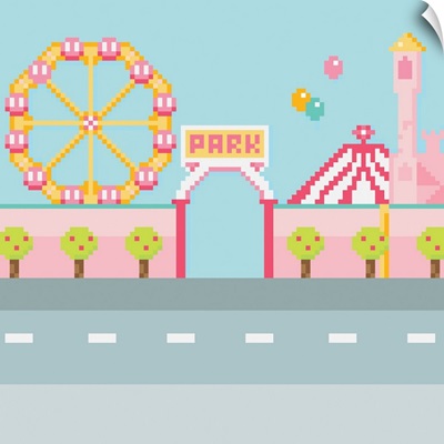 Amusement Park Pixel Illustration