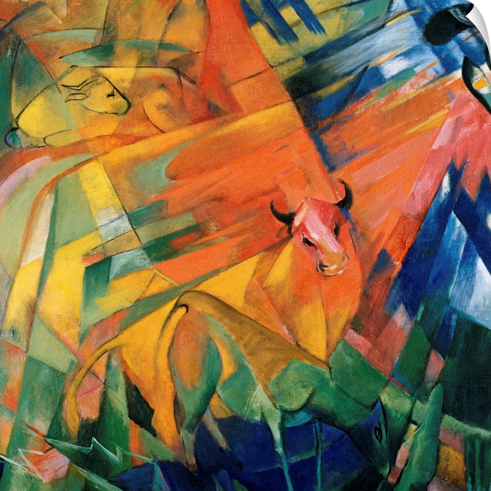 Animals In A Landscape By Franz Marc