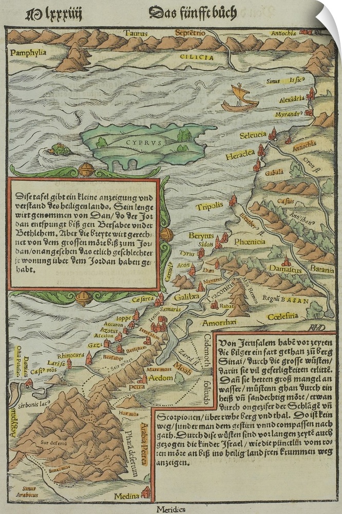 Antique map of coast of present day Lebanon and Syria