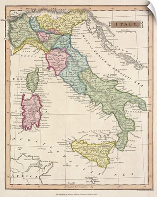 Antique map of Italy and surrounding islands