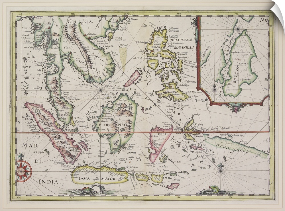 Antique map of Malaysian peninsula and Indonesian islands