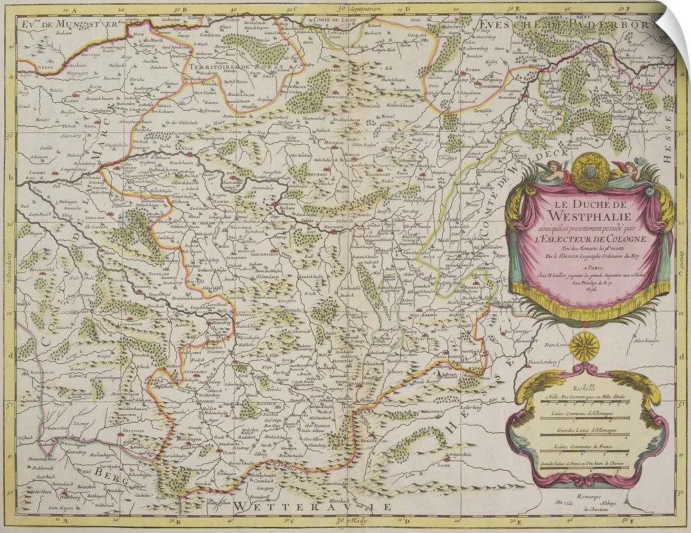 Antique map of Westphalia in Germany