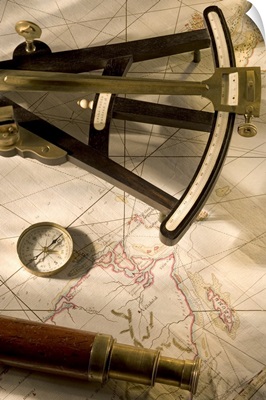 Antique nautical navigation tools
