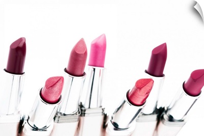 Assortment of coloured lipsticks, close-up