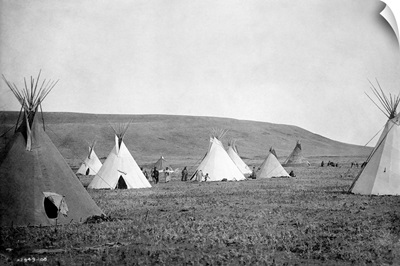 Atsina Camp Scene By Edward S. Curtis