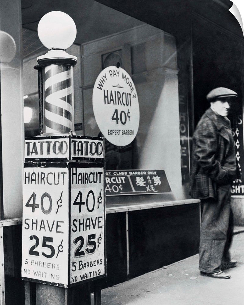 Barbershop at Chatham Sq. near Chinatown area, New York.