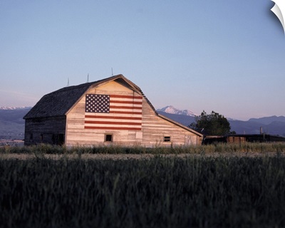Barn with United States flag, Colorado