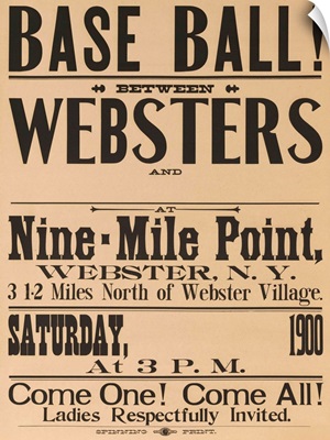 Base Ball Between Websters, 1900 Baseball Poster