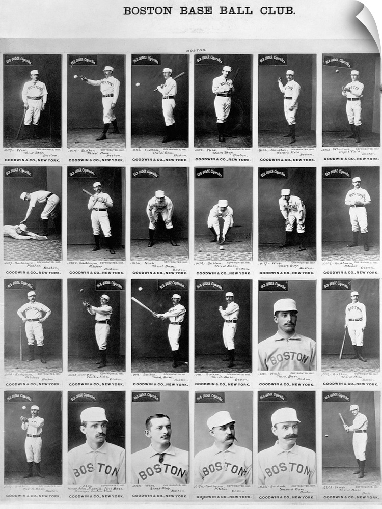 Old Judge Cigarette baseball cards, featuring the 1887 Boston Beaneaters.