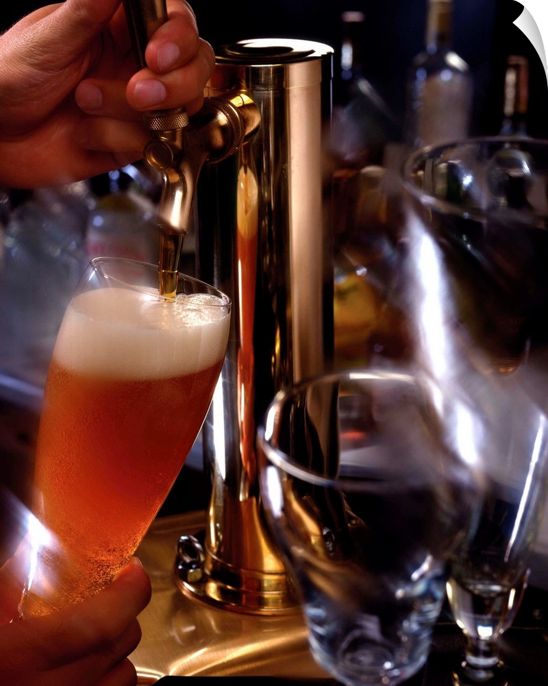 Beer being poured from tap