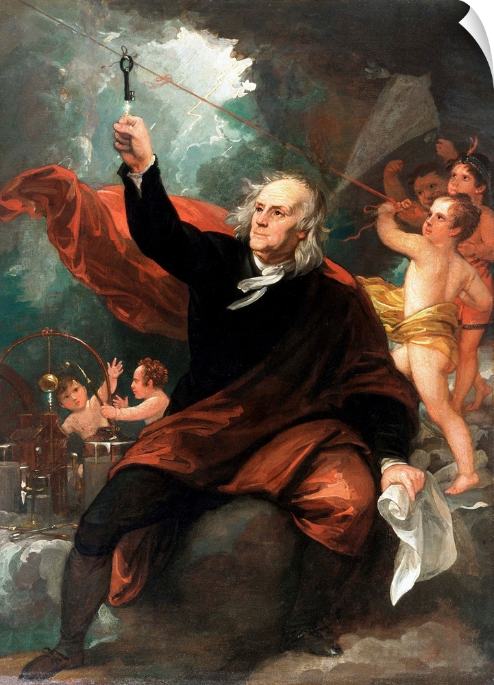 Benjamin West (British, 17381820), Benjamin Franklin Drawing Electricity from the Sky, c. 1816, oil on slate, 340.1 x 256....