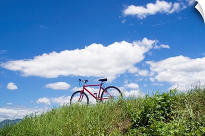 Bicycle in a field, Obuse-machi, Nagano Prefecture, Japan