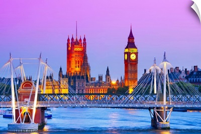Big Ben, Houses Of Parliament and the River Thames, London, England