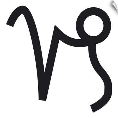 Black and White Illustration of Capricorn zodiac sign