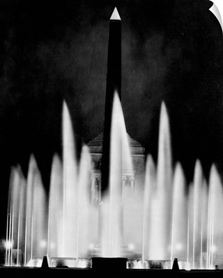 Black Marble Obelisk And Water Fountain