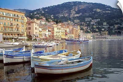Boats anchored at Villefranche Harbor, French Riviera, France