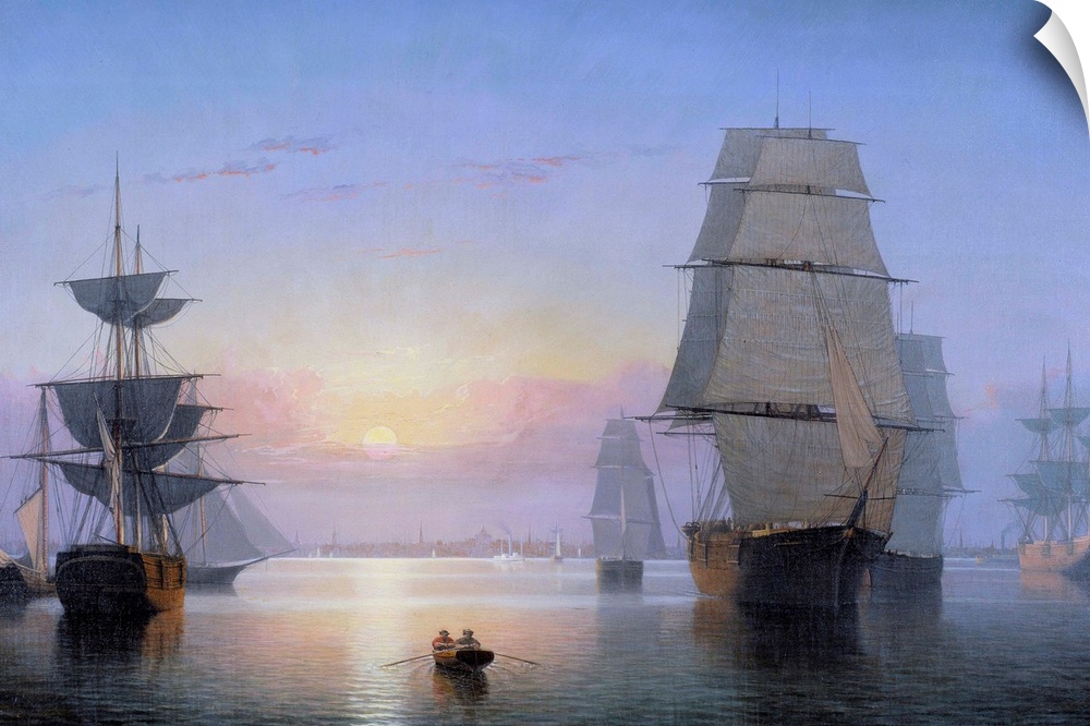 Boston Harbor at Sunset, 1850. Painting by Fitz Hugh Lane (1804-1865), 1850. Private collection