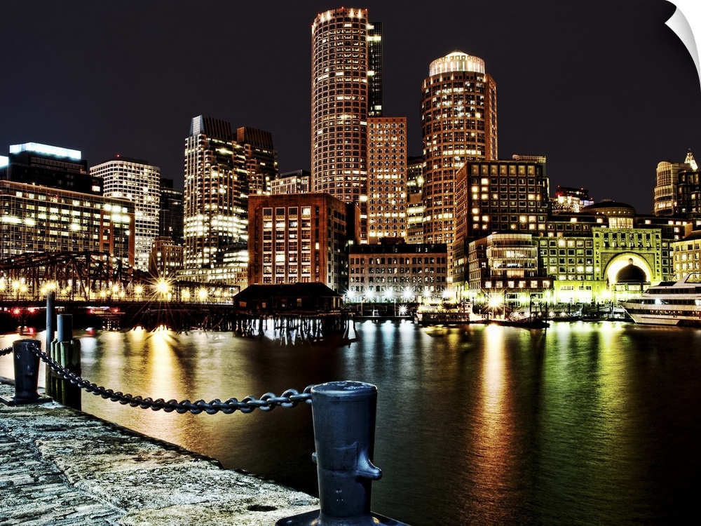 The Boston waterfront from Fan Pier during winter.