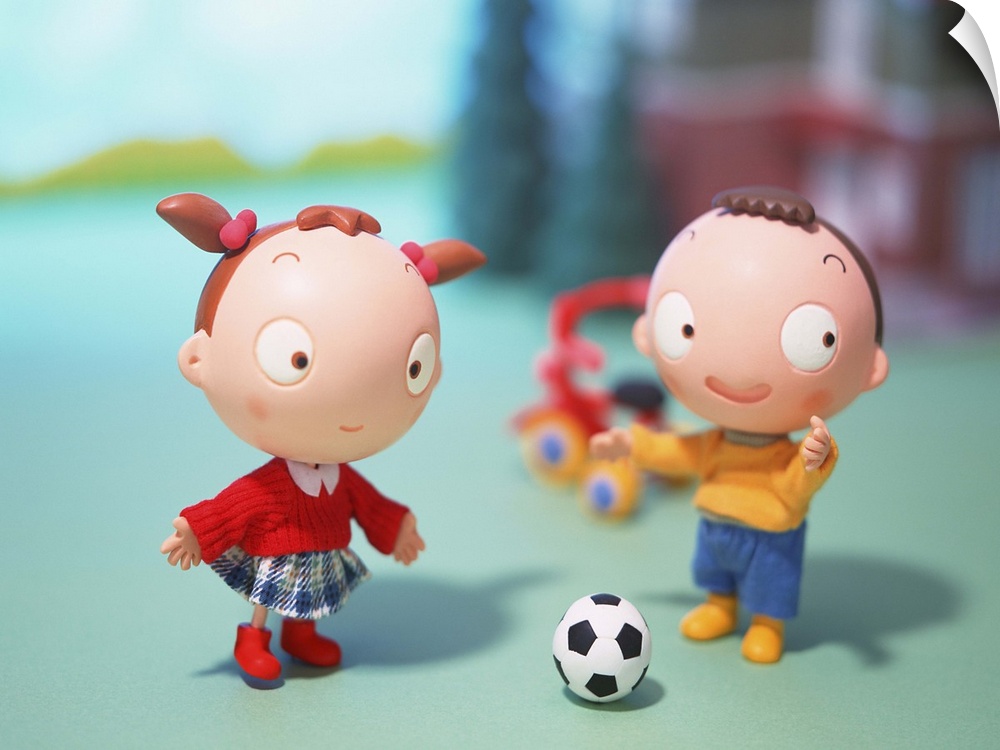 Boy and Girl playing soccer