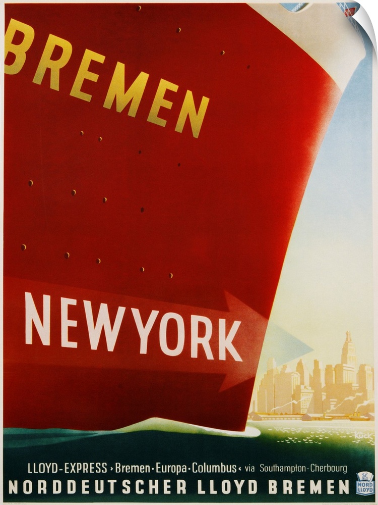 Bremen New York Travel Poster By Kuck