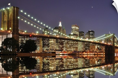 Brooklyn Bridge at night in New York City