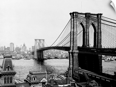 Brooklyn Bridge Over East River And Surrounding Area