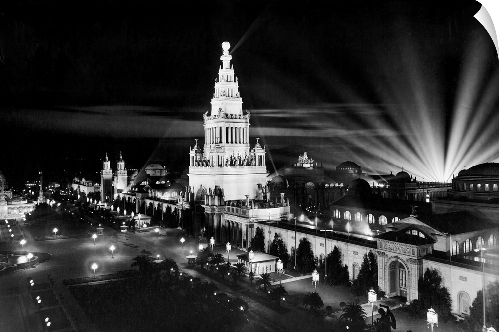 Buildings at the San Francisco Panama-Pacific International Exposition, billed as the greatest spectacle of illumination i...