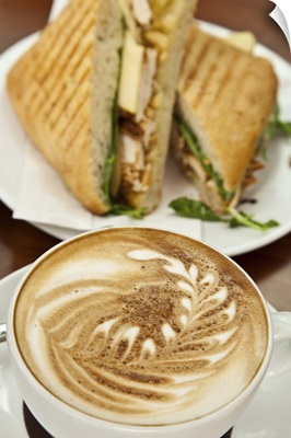 Cappuccino and panini lunch