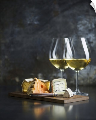 Cheese Platter And White Wine